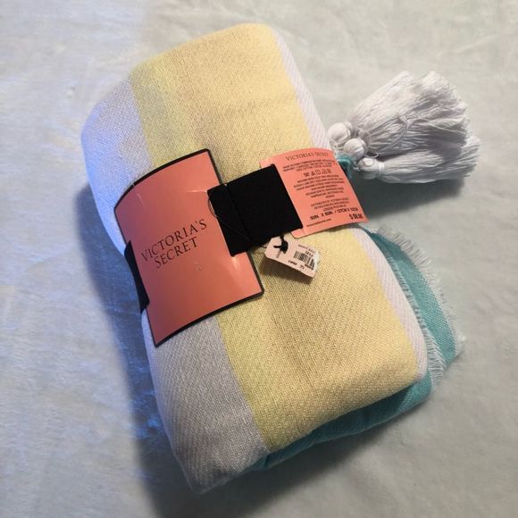 Victoria's Secret Bedding Nwt Victorias Secret Logo Striped Blanket